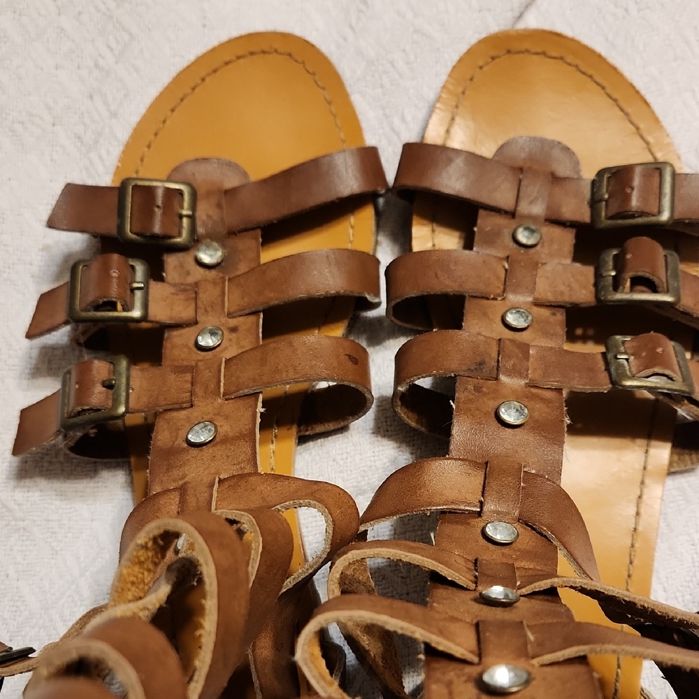 Unk Tan Leather Strappy Sandals
